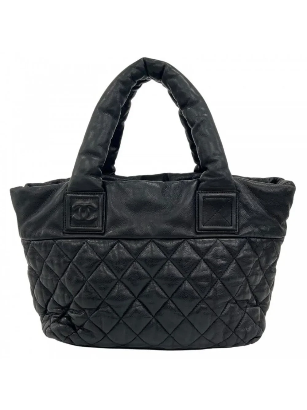 Chanel Handbag Coco Cocoon Leather Black Silver